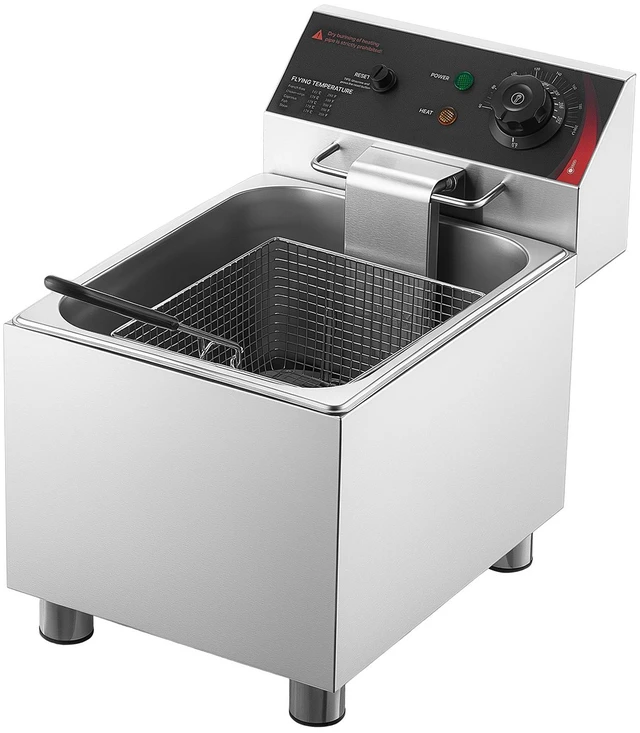 Alt view image 8 of 8 - VEVOR Commercial Electric Deep Fryer, 12.15 Qt, 1750W Stainless Steel Countertop Fryer with Basket and Lid, Overheat Protection, Temp Control, Adjustable Feet for Commercial Restaurant Use, Silver