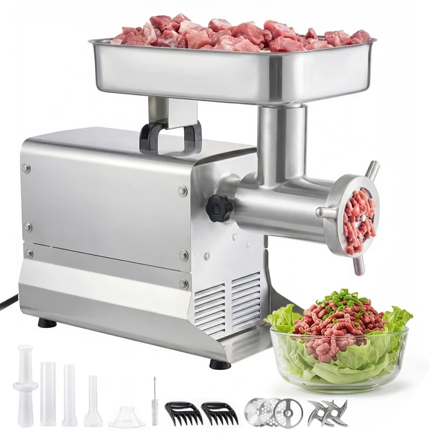 Alt view image 8 of 8 - VEVOR Commercial Meat Grinder, 13 Lbs/Min Capacity, #22 Electric Meat Mincer with 3 Plates, 3 Sausage Stuffing Tubes, 750W/1HP Stainless Steel Sausage Maker for Home Kitchen & Restaurants, ETL Listed