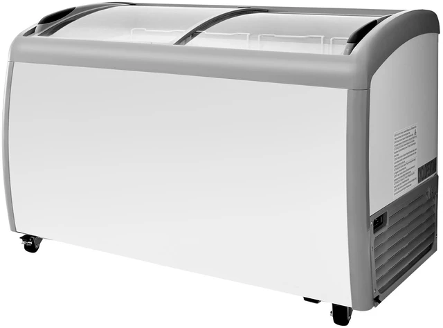 Main image of VEVOR Commercial Ice Cream Display Case, 12.8 Cu.ft Chest Freezer, -19 to 3 Temp Adjustable Mobile Top Deep Freezer with 4 Wire Baskets, 2 Sliding Glass Doors, Locking Casters & LED Strip Lighting