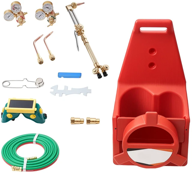 Main image of VEVOR Oxygen Acetylene Torch Kit with Check Valves, Gas Welding Cutting Torch Kit, Portable Oxy Acetylene Brazing Set with 15FT Twin-Hose, 1 Cutting Tip, 2 Welding Tips, 2 Regulators & Cylinder Holder