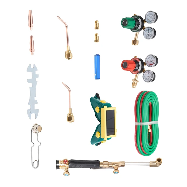 Alt view image 8 of 8 - VEVOR Oxygen Acetylene Torch Kit with Check Valves, Gas Welding Cutting Torch Kit, Heavy Duty Professional Oxy Acetylene Brazing Set with 15FT Twin-Hose, 2 Cutting Tips, Welding Tips & Gas Regulators