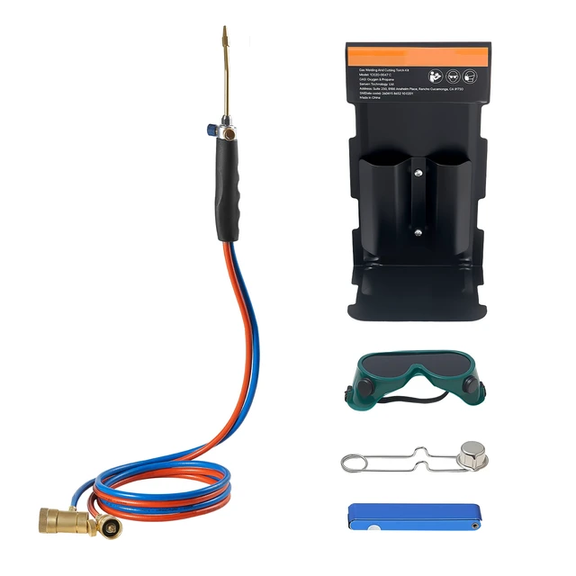 Alt view image 8 of 8 - VEVOR Oxygen Propane Torch Kit, Brass Welding Torch for Oxygen MAPP Gas with Dual Pressure Gauges, Portable Oxy-Propane MAPP Brazing Tool Kit with Cylinder Rack for Welding, Soldering, Metal Heating