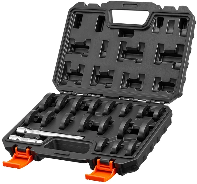 Main image of VEVOR Crowfoot Wrench Set, 3/8" Drive, 20-Piece Metric and SAE Size Flare Nut Crows Foot Wrenches, with Storage Case, Dual Size Markings on Tools and Case, for Auto Maintenance
