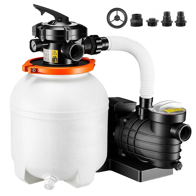 Alt view image 8 of 8 - VEVOR 13 in Sand Filter Pump for Above Ground Pool, 0.75 HP 3500 GPH, Swimming Pool Sand Filter Pump with Pre-Assembled Core & Leak-Resistant Design, 6-Way Valve, High-Efficiency Filtration for Pools