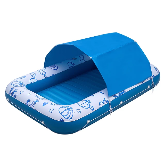 Alt view image 8 of 8 - VEVOR Inflatable Pool Float with UPF 50+ Canopy, 82" x 55" Large Tanning Pool Floating Lounger for Adults, 550LBS Capacity Sunbathing Lounger Floaties with Pillow, Phone & Cup Holder for Water Fun