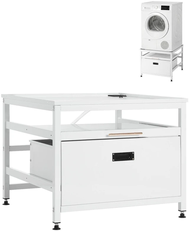 Alt view image 8 of 8 - VEVOR Laundry Pedestal, 23 in Height, 29 x 29 in Washer and Dryer Pedestals with Pull-out Tray and Storage Space, 700 lbs Load Capacity, Non-Slip Feet Washing Machine Stand Universal Fit, White