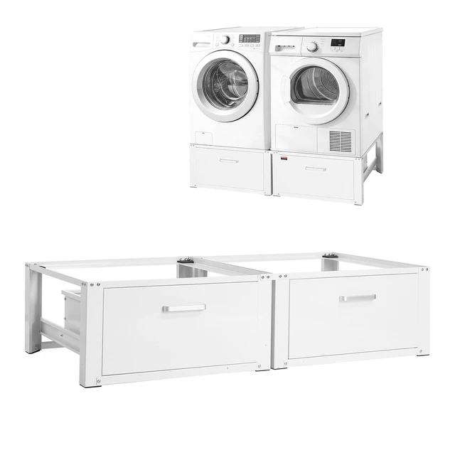 Alt view image 8 of 8 - VEVOR Laundry Pedestal, 14 in Height, Washer and Dryer Pedestals with Drawer, 700 lbs Weight Load Capacity, Non-Slip Feet, Heavy-duty Steel Washing Machine Stand Universal Fit, White, 2 Pack