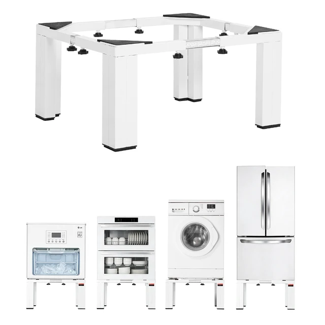Alt view image 8 of 8 - VEVOR Laundry Pedestal, 12 in Height, Washer and Dryer Pedestals with 1200 lbs Weight Load Capacity, 18.7-31 in Adjustable, Non-Slip Feet, Heavy-duty Steel Washing Machine Stand Universal Fit, White