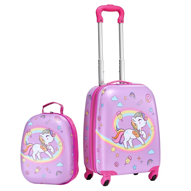 Alt view image 2 of 2 - Vevor Kids Luggage Set, 2 Piece, 18 Inch Hardside Rolling Wheels Suitcase with Hard-Shell Backpack, Unicorn Kids Carry on Luggage Set, Holiday Birthday Gift for Girls & Boys, Airline Approved