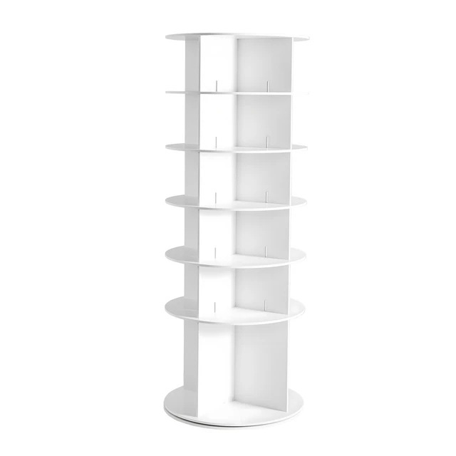 Alt view image 9 of 9 - 6 Tiers Rotating Shoe Rack Tower, 360° Spinning Shoe Rack, Revolving Storage Round Carousel Display, Freestanding Lazy Susan Organizer Display for Bedroom, Living Room, Entryway, Closet, White