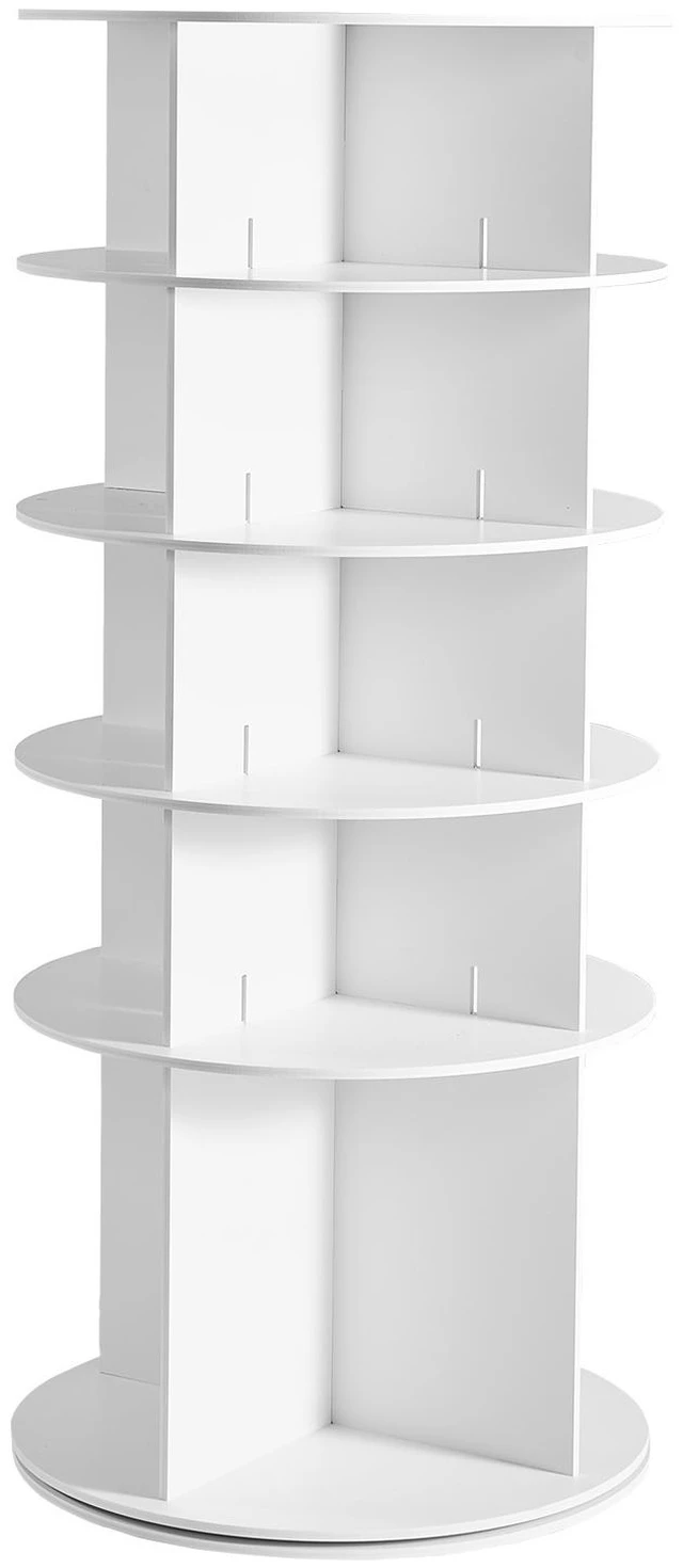 Alt view image 9 of 9 - VEVOR 5 Tiers Rotating Shoe Rack Tower, 360° Spinning Shoe Rack, Revolving Storage Round Carousel Display, Freestanding Lazy Susan Organizer Display for Bedroom, Living Room, Entryway, Closet, White