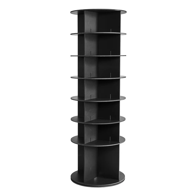 Alt view image 8 of 8 - 7 Tiers Rotating Shoe Rack Tower, 360° Spinning Shoe Rack, Revolving Storage Round Carousel Display, Freestanding Lazy Susan Organizer Display for Bedroom, Living Room, Entryway, Closet, Black