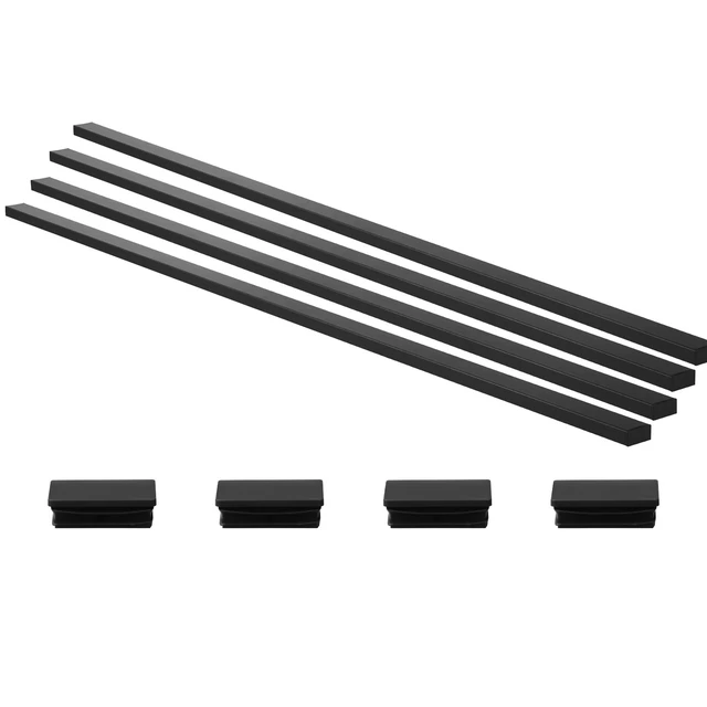 Alt view image 9 of 9 - 4 Pack 6.5 ft Stainless Steel Handrail, Rectangular Top Stair Deck Hand Rail for Outdoor/Indoor Steps with End Cap,Matte Black Coating Adjustable Metal Stair Rail for Cable Railing Kit