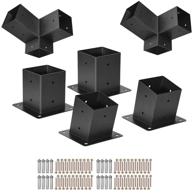 Alt view image 2 of 2 - 4x4 Inch Pergola Bracket Kit Inner 3.5x3.5 3-Way Slanted Brackets DIY Post