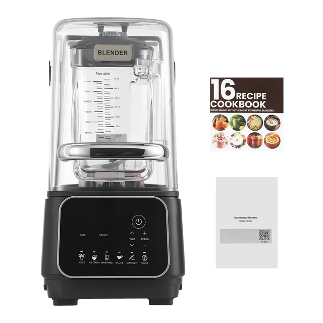 Alt view image 8 of 8 - VEVOR Blender, 68 oz Professional Countertop Blenders with Shield, 2200W 26000RPM Kitchen Food Processor Combo, Self-Cleaning, Speed Adjustable, 6 Preset Menu for Smoothies, Ice Crushing, Puree, Black
