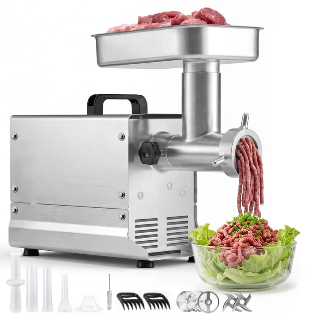 Alt view image 8 of 8 - VEVOR Commercial Meat Grinder, 11 Lbs/Min Capacity, #12 Electric Meat Mincer with 3 Plates, 3 Sausage Stuffing Tubes, 550W/0.7HP Stainless Steel Sausage Maker for Home Kitchen & Restaurant, ETL Listed