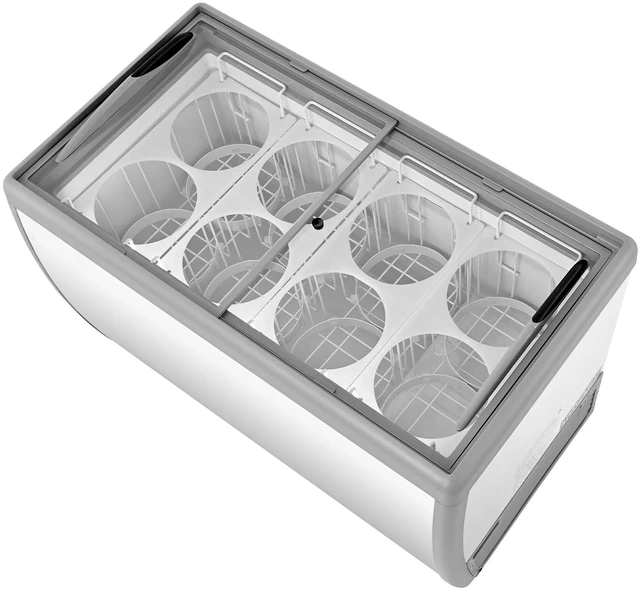 Main image of VEVOR Commercial Ice Cream Display Case, 13.1 Cu.ft Chest Freezer, Restaurant Gelato Dipping Cabinet Top Deep Freezer with Locking Casters, Sliding Glass Door, LED Lighting, Hold 8 Ice Cream Tubs