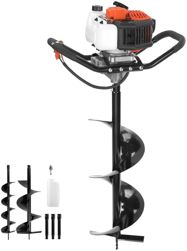 Main image of VEVOR Gas Powered Post Hole Digger, 52cc Post Hole Auger with 6" & 10" Bits, 3 Extension Rods, 1450W Heavy-Duty Earth Auger for Fence Posts, Deck / Pergola Posts, Plant / Tree Planting, EPA Listed
