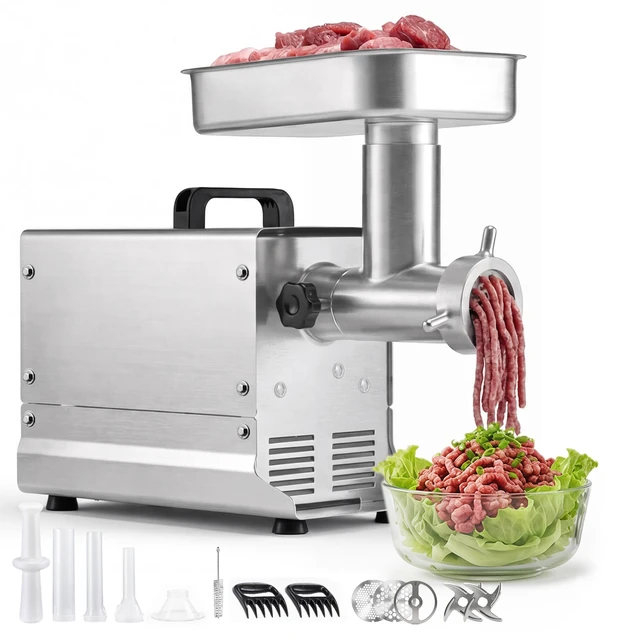 Alt view image 8 of 8 - VEVOR Commercial Meat Grinder, 8 Lbs/Min Capacity, #8 Electric Meat Mincer with 3 Plates, 3 Sausage Stuffing Tubes, 350W/0.5HP Stainless Steel Sausage Maker for Home Kitchens & Restaurants, ETL Listed