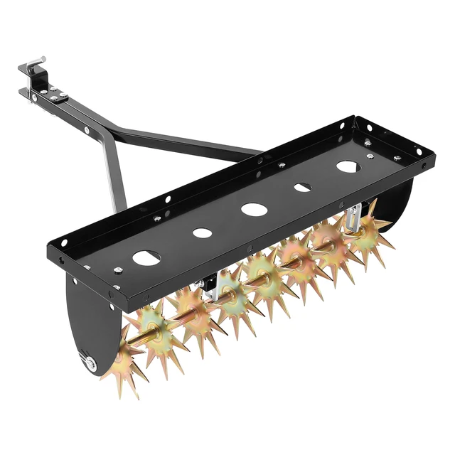 Alt view image 8 of 8 - VEVOR Tow Behind Plug Aerator, 32 in Lawn Spike Aerator with Universal Hitch, Heavy Duty & Rust-Resistant, Pull Behind Spike Aerator Tool with Folded Edge Tray, for Farmland & Garden Tractors