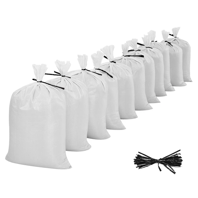 Alt view image 9 of 9 - Empty Sandbags, 500 Packs 16 x 26 in, Heavy Duty Sand Bags Sacks with Ties, 50lb Capacity Woven Polypropylene Sandbags, Tear-Resistant & UV-Resistant Sand Bags for Flood Protection Barrier