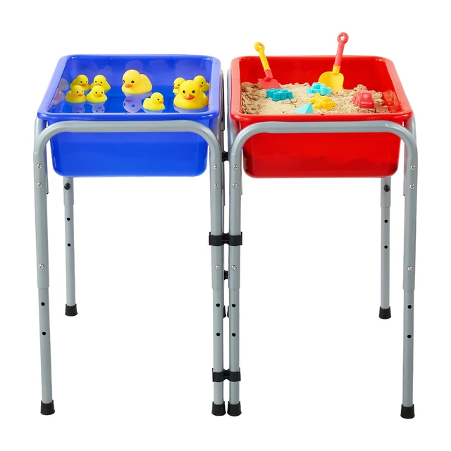 Alt view image 8 of 8 - VEVOR Sensory Table for Toddlers, Kids 2-Station Sand and Water Adjustable Play Table with Detachable Storage Bins and Non-Slip Feet, Carbon Steel Frame, Rounded Corners, for Boys and Girls Exploring