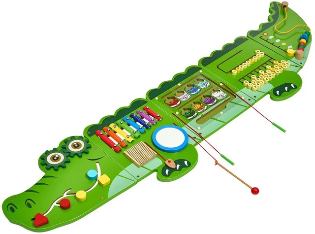 Main image of VEVOR Crocodile Activity Wall Busy Board, 9 Activities, Montessori Sensory Wall Panels Toy for Kids Ages 3-12, Interactive Learning Activity Center, Great for Toddler, Playroom, Nursery, Classroom