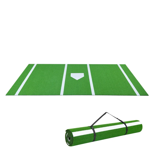 Alt view image 9 of 9 - VEVOR 12x6 ft Baseball Hitting Mat Softball Batting Cage Mat Outdoor Training Green