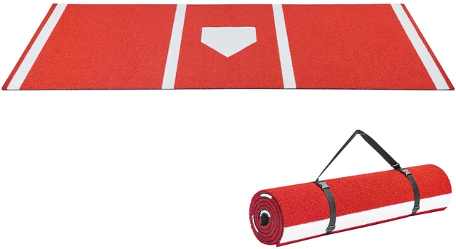 Alt view image 9 of 9 - VEVOR 10x3.8 ft Baseball Hitting Mat Softball Batting Cage Mat Outdoor Training Red