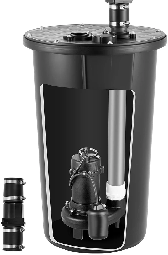 Main image of VEVOR Sewage Grinder System, 1 HP, 5100 GPH Cast Iron Sewage Pump with Basin, Grinding Blade, 120V Automatic Outdoor Water/Seepage Collection and Removal System with Float Switch, 2" Discharge, Black
