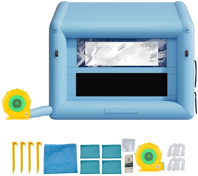 Alt view image 9 of 9 - VEVOR Inflatable Paint Booth, 9.84 x 8.2 x 8.2 ft, Inflatable Spray Booth with 550W Powerful Blower and Air Filter System, Triangular Roof, for Painting Bicycle, Motorcycle, Automotive Sheet Metal