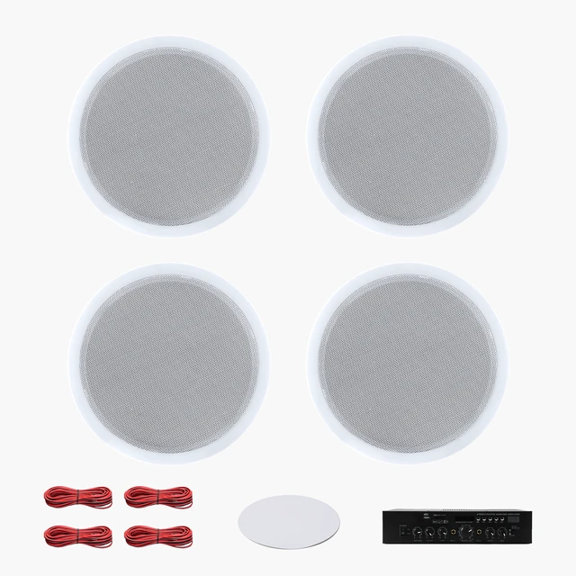 Alt view image 8 of 8 - VEVOR Bluetooth Ceiling Speakers, 6.5", In Ceiling & In-Wall Speaker System with Amplifier, 2-Way, for Damp and Humid Placement, Home Theater, Covered Outdoor Patio and Flush Mount Wired, 4 Speakers