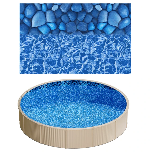 Alt view image 8 of 8 - VEVOR 24ft Pool Liner, Round UniBead Swimming Pool Liner for 52 in Wall Height, Premium Vinyl, Easy Install with Leak-Proof Patches, Designed for Steel Sided Above-Ground,Outdoor, Boulder Swirl