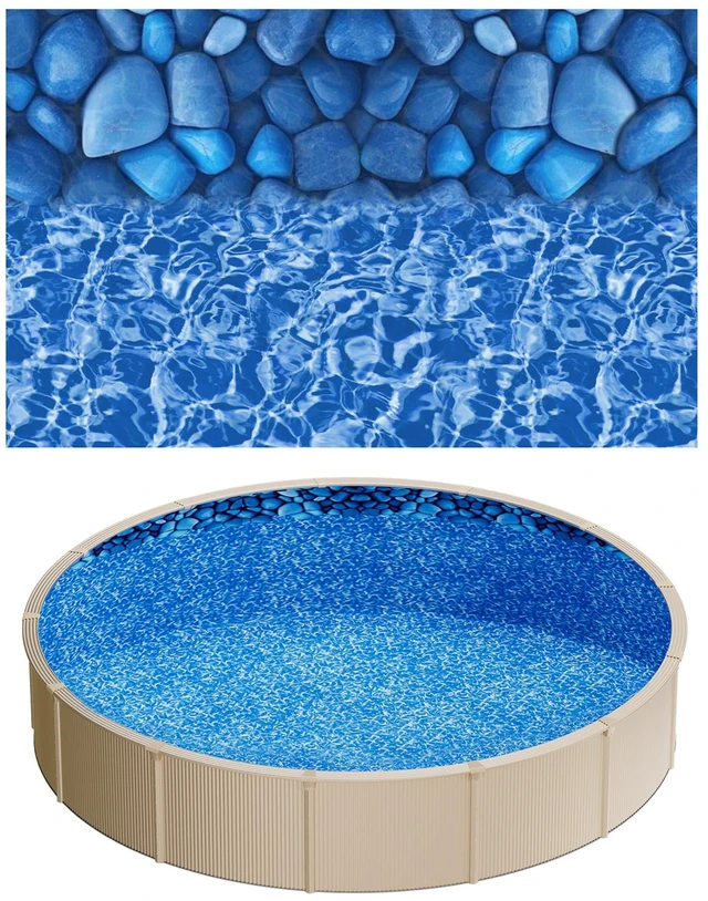 Alt view image 8 of 8 - VEVOR 24ft Pool Liner, Round Overlap Swimming Pool Liner for 52 in Wall Height, Premium Vinyl, Easy Install with Leak-Proof Patches, Designed for Steel Sided Above-Ground,Outdoor, Boulder Swirl