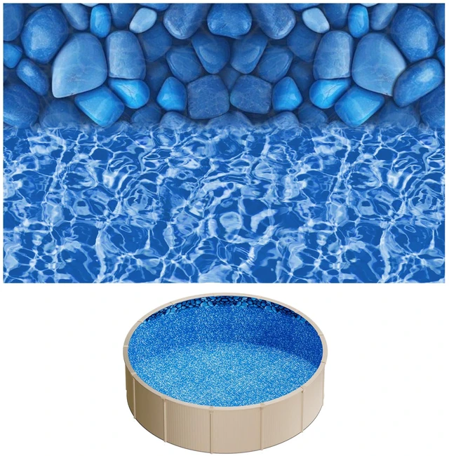 Alt view image 8 of 8 - VEVOR 15ft Pool Liner, Round Overlap Swimming Pool Liner for 54 in Wall Height, Premium Vinyl, Easy Install with Leak-Proof Patches, Designed for Steel Sided Above-Ground,Outdoor, Boulder Swirl