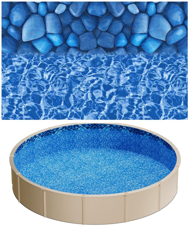 Main image of VEVOR 27ft Pool Liner, Round Duobead Swimming Pool Liner for 52 in Wall Height, Premium Vinyl, Easy Install with Leak-Proof Patches, Designed for Steel Sided Above-Ground,Outdoor, Boulder Swirl