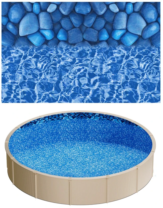 Alt view image 8 of 8 - VEVOR 18ft Pool Liner, Round Overlap Swimming Pool Liner for 52 in Wall Height, Premium Vinyl, Easy Install with Leak-Proof Patches, Designed for Steel Sided Above-Ground,Outdoor, Boulder Swirl