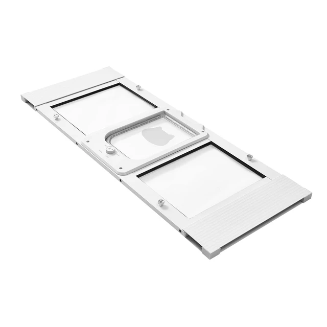 Alt view image 9 of 9 - Cat Door for Window, Adjustable to Fit Window Width 35"-40", 4 Secure Lock Modes, Aluminum Frame and High-Transparency Glass, Magnetic Closure, Weatherproof Quick-Fit Pet Door for Cats, White