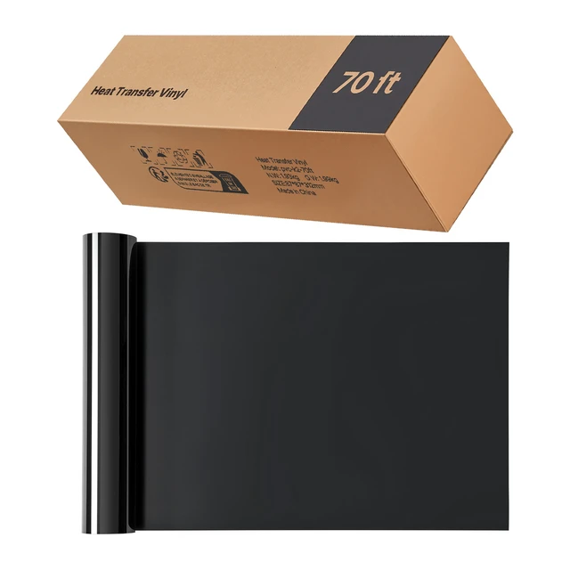 Alt view image 2 of 2 - VEVOR Heat Transfer Vinyl HTV Iron on Vinyl Roll 12 in x 70 ft Glossy Black
