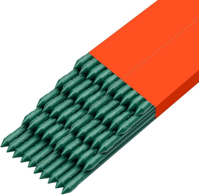 Alt view image 9 of 9 - Garden Stakes, 50 Pack, 46.06 inch, Plastic Coated Metal Tomato Stakes, Garden Sticks for Plants Support, with Pointed End and Non-Slip Bumps for Growing Climbing Plants, Outdoor Vegetables