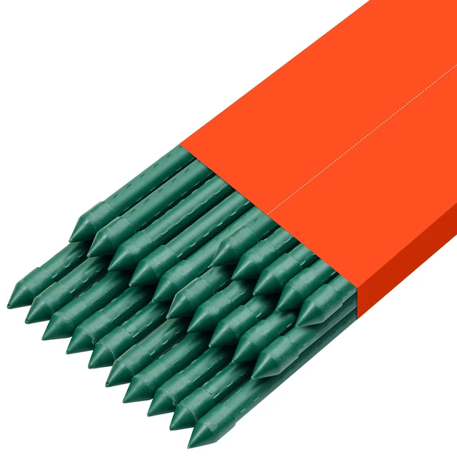 Alt view image 9 of 9 - Garden Stakes, 25 Pack, 82.68 inch, Plastic Coated Metal Tomato Stakes, Garden Sticks for Plants Support, with Pointed End and Non-Slip Bumps for Growing Climbing Plants, Outdoor Vegetables