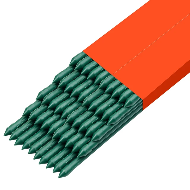 Alt view image 9 of 9 - Garden Stakes, 50 Pack, 57.28 inch, Plastic Coated Metal Tomato Stakes, Garden Sticks for Plants Support, with Pointed End and Non-Slip Bumps for Growing Climbing Plants, Outdoor Vegetables