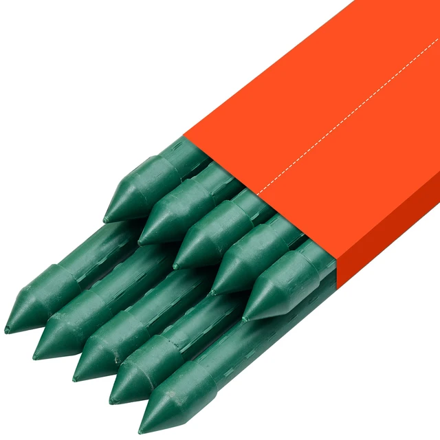 Alt view image 9 of 9 - Garden Stakes, 10 Pack, 93.7 inch, Plastic Coated Metal Tomato Stakes, Garden Sticks for Plants Support, with Pointed End and Non-Slip Bumps for Growing Climbing Plants, Outdoor Vegetables