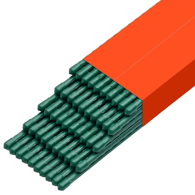 Alt view image 9 of 9 - Garden Stakes, 50 Pack, 70.87 inch, Plastic Coated Metal Tomato Stakes, Garden Sticks for Plants Support, with Pointed End and Non-Slip Bumps for Growing Climbing Plants, Outdoor Vegetables