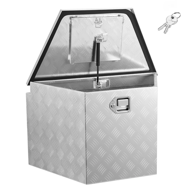 Alt view image 8 of 8 - VEVOR Trailer Tongue Box, 29" x 16.1" x 18" Aluminum Trailer Tongue Tool Box, Heavy Duty Storage Organizer with Lock & Keys, Utility Tool Chest for Pickup Truck Bed, RV, SUV, Off-Road Vehicle, Silver