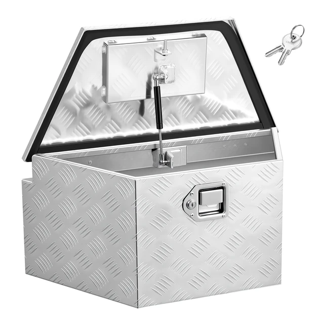 Alt view image 8 of 8 - VEVOR Trailer Tongue Box, 26" x 13" x 12" Aluminum Trailer Tongue Tool Box, Heavy Duty Storage Organizer with Lock and Keys, Utility Tool Chest for Pickup Truck Bed, RV, SUV, Off-Road Vehicle, Silver