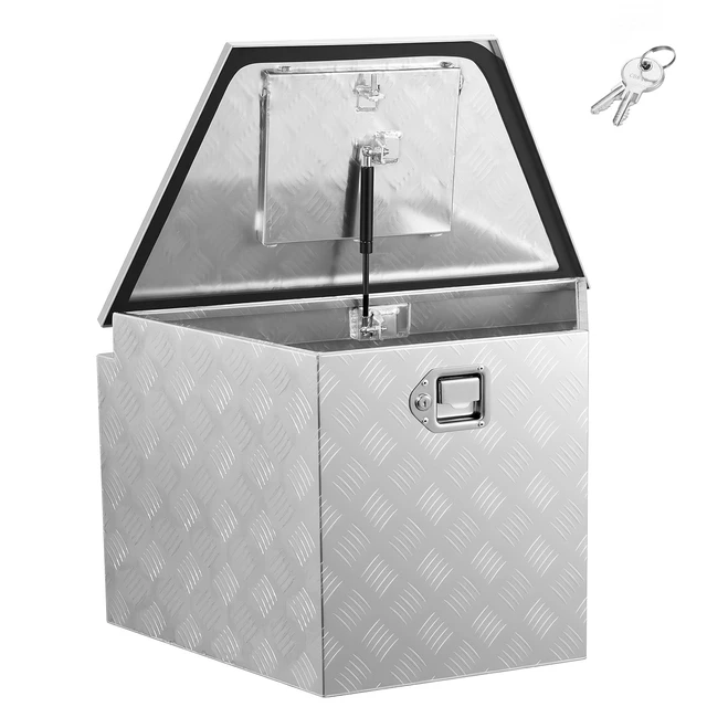 Alt view image 8 of 8 - VEVOR Trailer Tongue Box, 33" x 19" x 18" Aluminum Trailer Tongue Tool Box, Heavy Duty Storage Organizer with Lock and Keys, Utility Tool Chest for Pickup Truck Bed, RV, SUV, Off-Road Vehicle, Silver