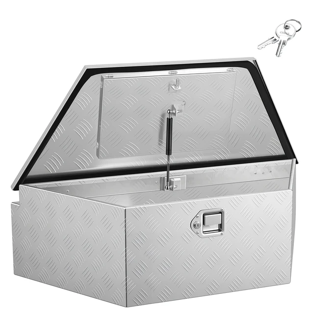 Alt view image 8 of 8 - VEVOR Trailer Tongue Box, 39" x 16.5" x 12" Aluminum Trailer Tongue Tool Box, Heavy Duty Storage Organizer with Lock & Keys, Utility Tool Chest for Pickup Truck Bed, RV, SUV, Off-Road Vehicle, Silver