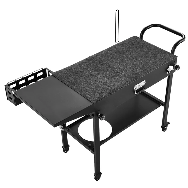 Alt view image 2 of 2 - Vevor Outdoor Grill Cart, 31.0 x 17.0 inch Tabletop Size Grilling Table, Foldable Outdoor Cooking Table with Tissue Holder, Hooks, Wheels, Side Table, BBQ Prep Tables for Picnic, Kitchen, Courtyard