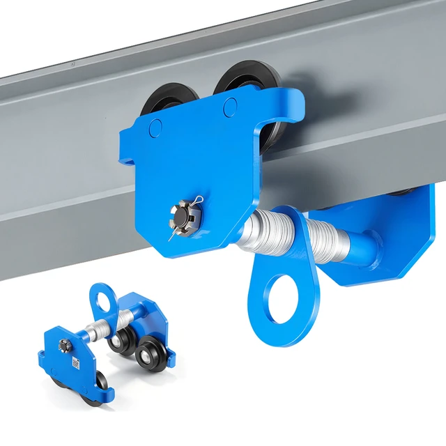 Alt view image 8 of 8 - VEVOR Manual Trolley, 2200 lbs/1 Ton Load Capacity, Push Beam Trolley with Dual Wheels, Adjustable for I-Beam Flange Width 2.4" to 7", Heavy Duty Carbon Steel Garage Hoist for Straight & Curved I Beam